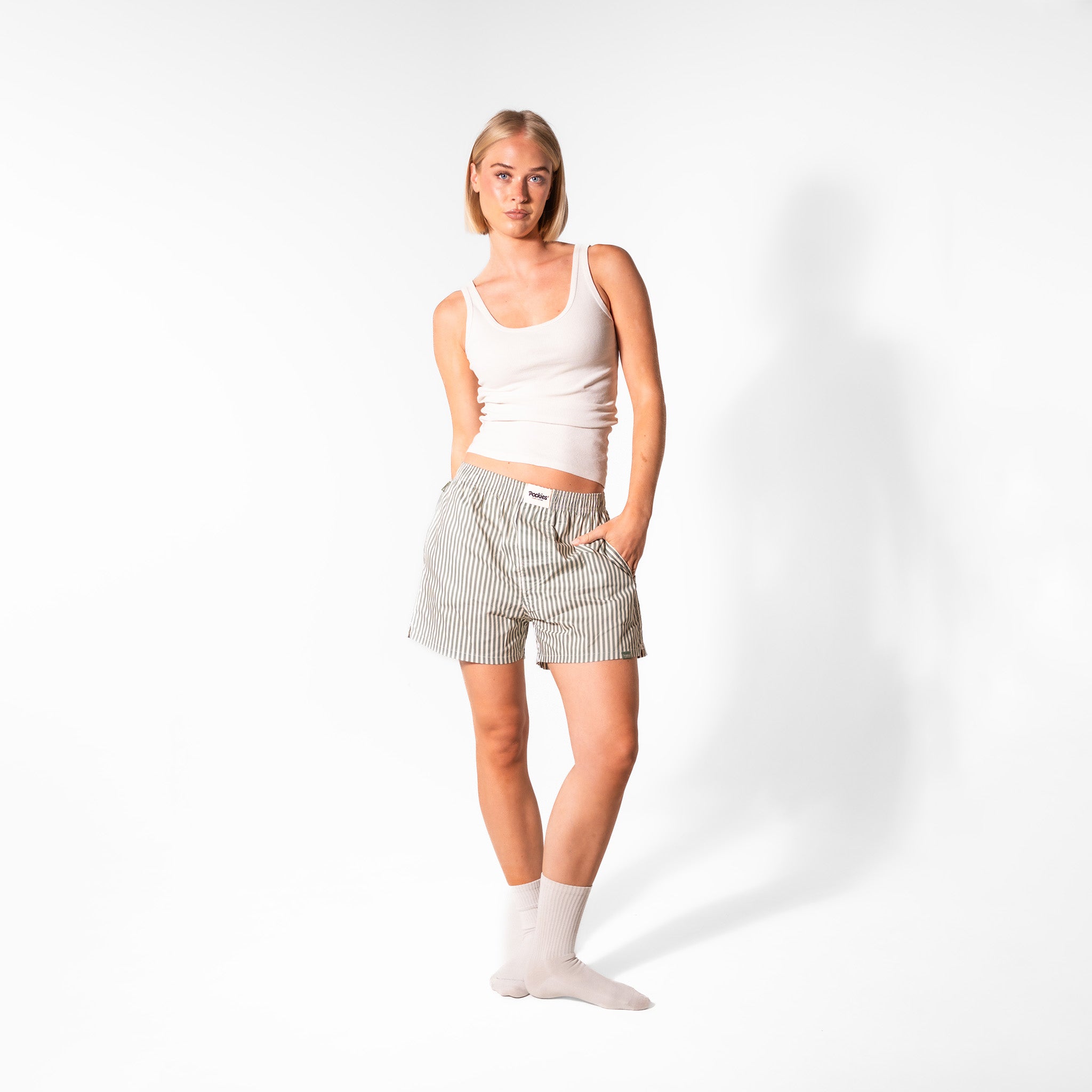 Green Striped- Boyfriend Boxers