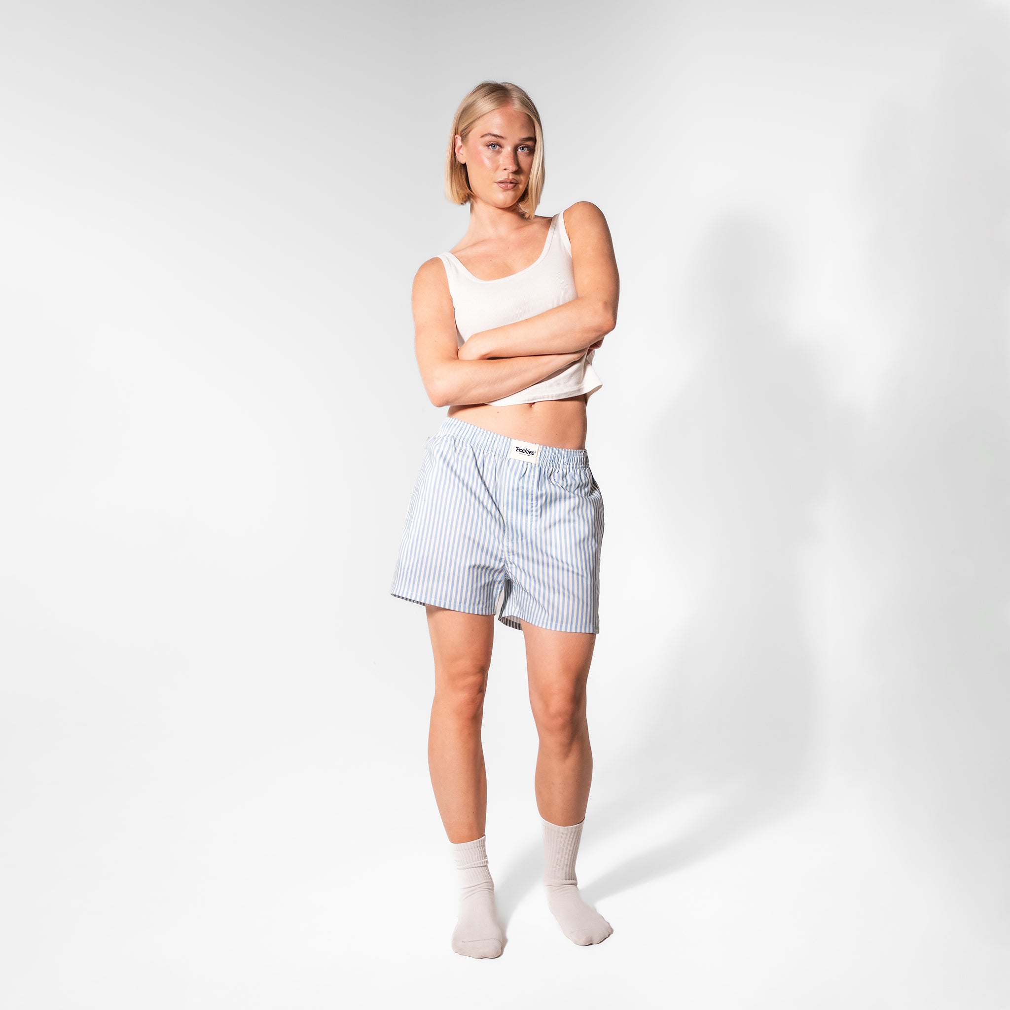 Ice Blue Striped - Boyfriend Boxers