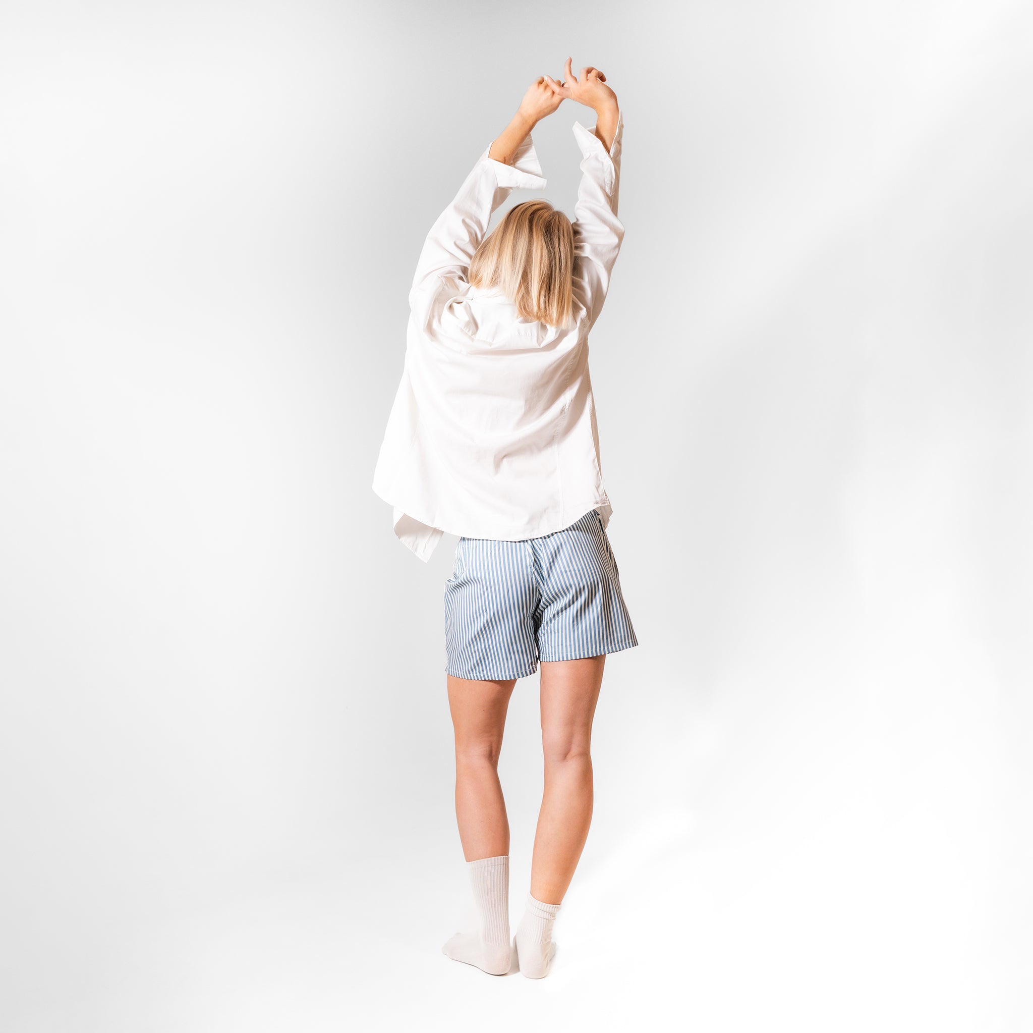 Ice Blue Striped - Boyfriend Boxers