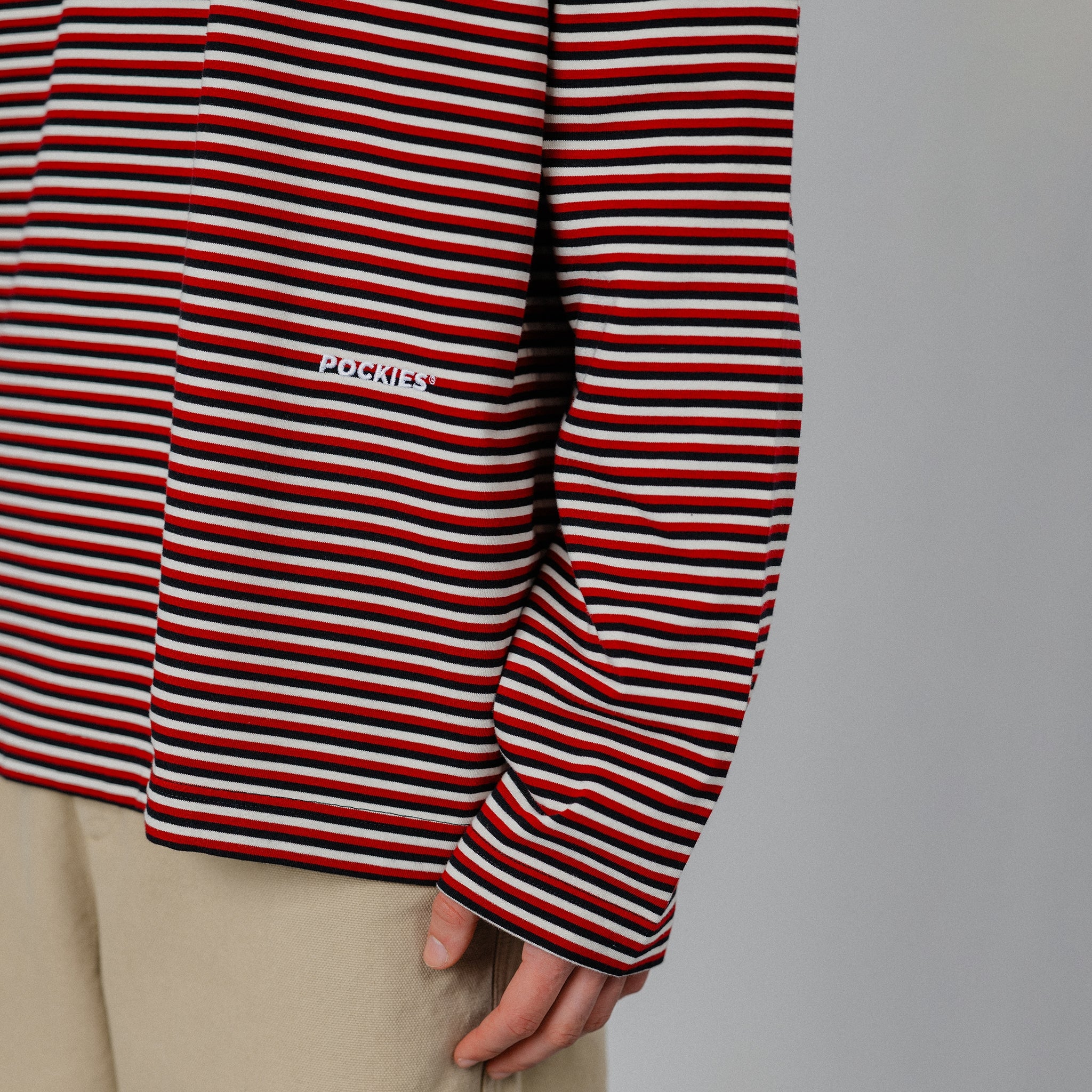 Striped LS - Red/Faux Black/OW