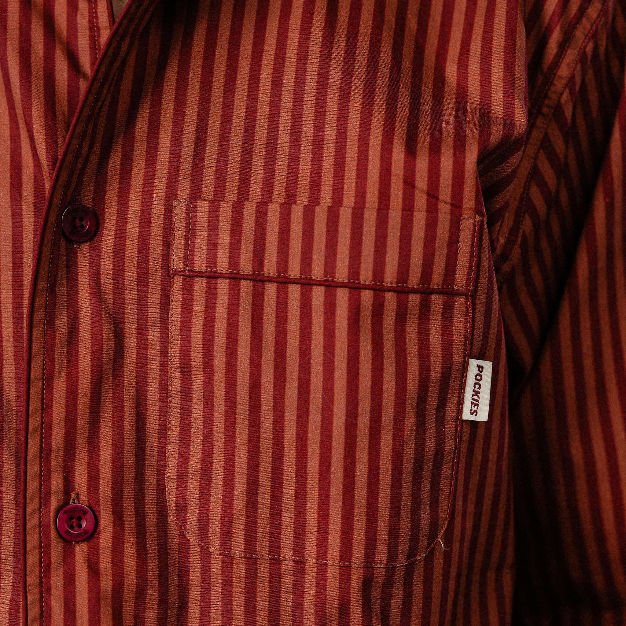 Striped Pyjama Shirt - Red/Orange
